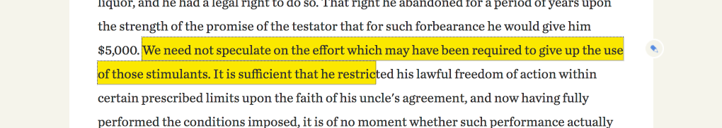 A screenshot of a case showing an example of highlighted text.