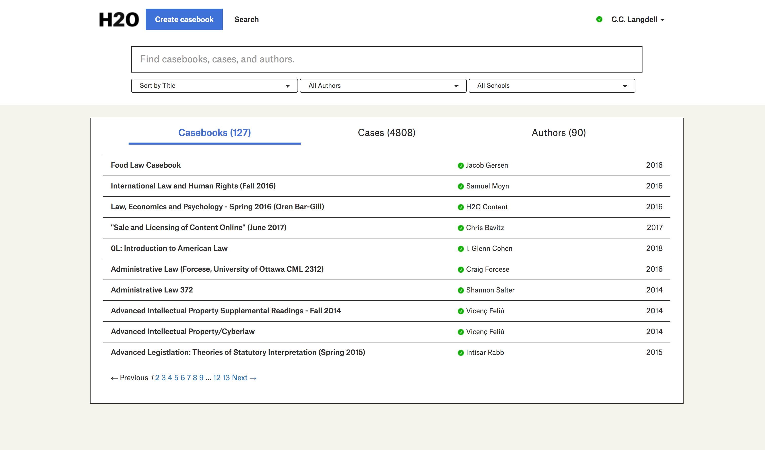 A screenshot of the search page.